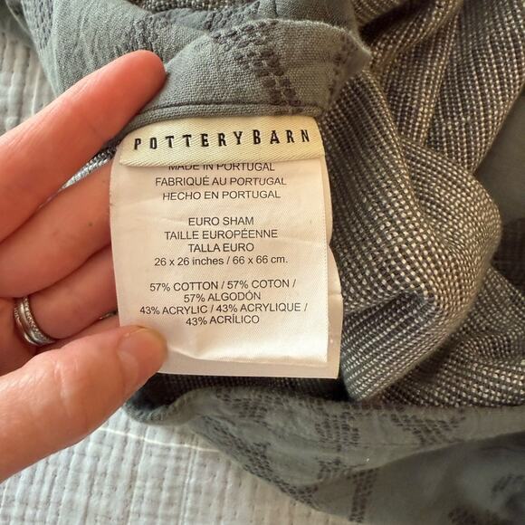 NWOT Pottery Barn Blue Grey Jacquared Euro Shams - Picture 3 of 4